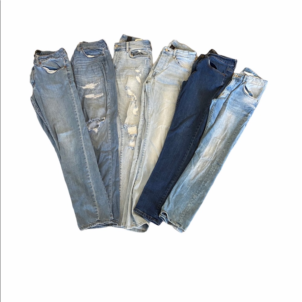 Six pair of denim